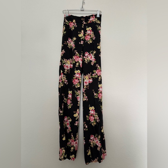 🆓 Black Floral High Waist Pants - Picture 5 of 5